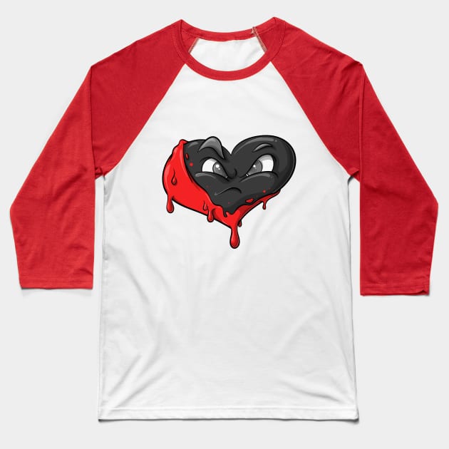 Blackened Heart Heartless Baseball T-Shirt by GCS Designs